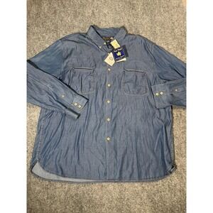 Nat Nast Shirt Mens XL Blue Denim 100% Cotton Long Sleeve Button Down Casual